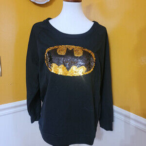 BATMAN Juniors Reversible Sequin Logo Sweatshirt - 2XL
